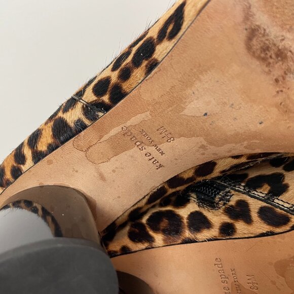 KATE SPADE Rudy Leopard Cheetah Calf Hair Block Heel Square Toe Ankle Boots 8.5 - Picture 13 of 14